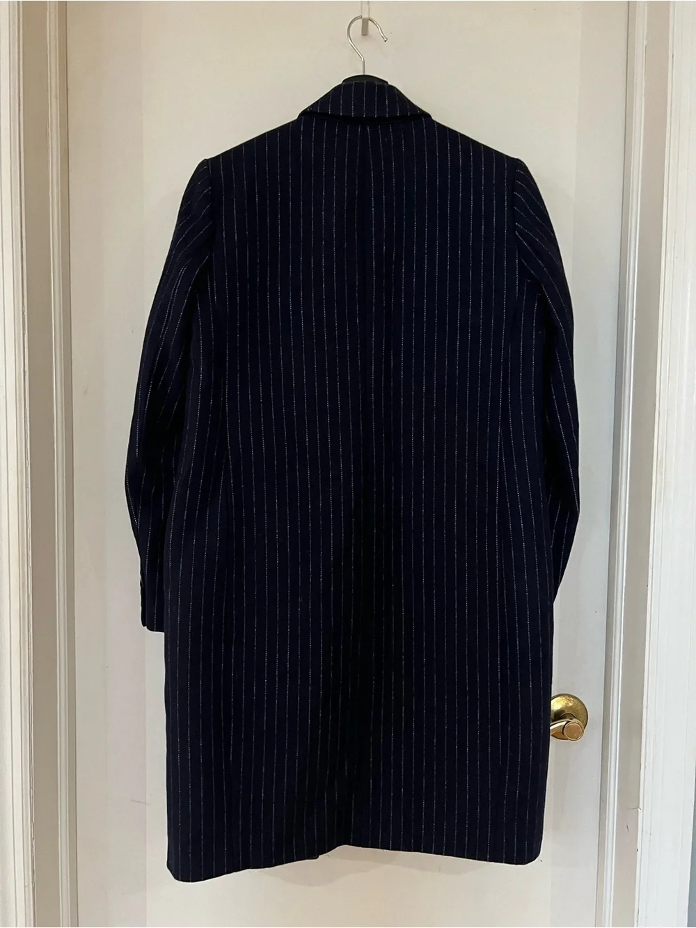 J.Crew Women's Navy Blue Melton Wool Pinstripe Coat / Jacket / Blazer